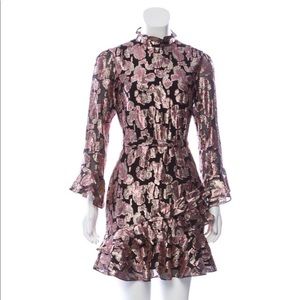 Pink, gold and black metallic Saloni size 2 dress